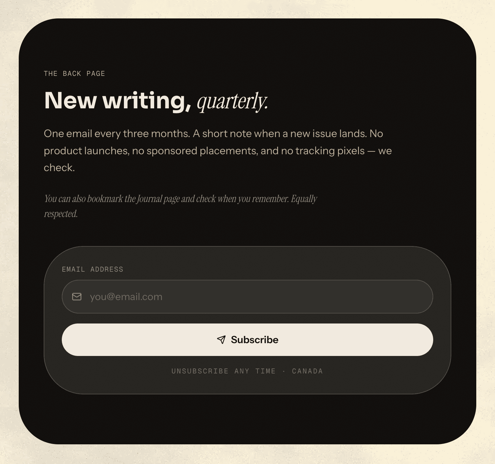 The newsletter asks for attention quietly: quarterly, useful, and easy to trust.